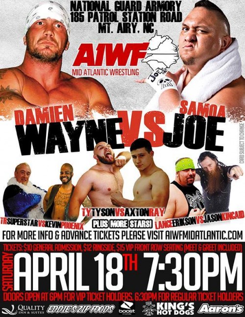 AIWF Mid-Atlantic: Samoa Joe THIS SATURDAY in NC!