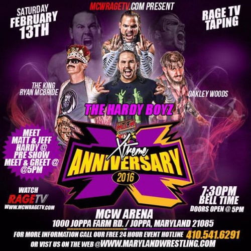 MCW on Feb 13 in Joppa, MD: Hardy Boyz, Delirious, Strickland